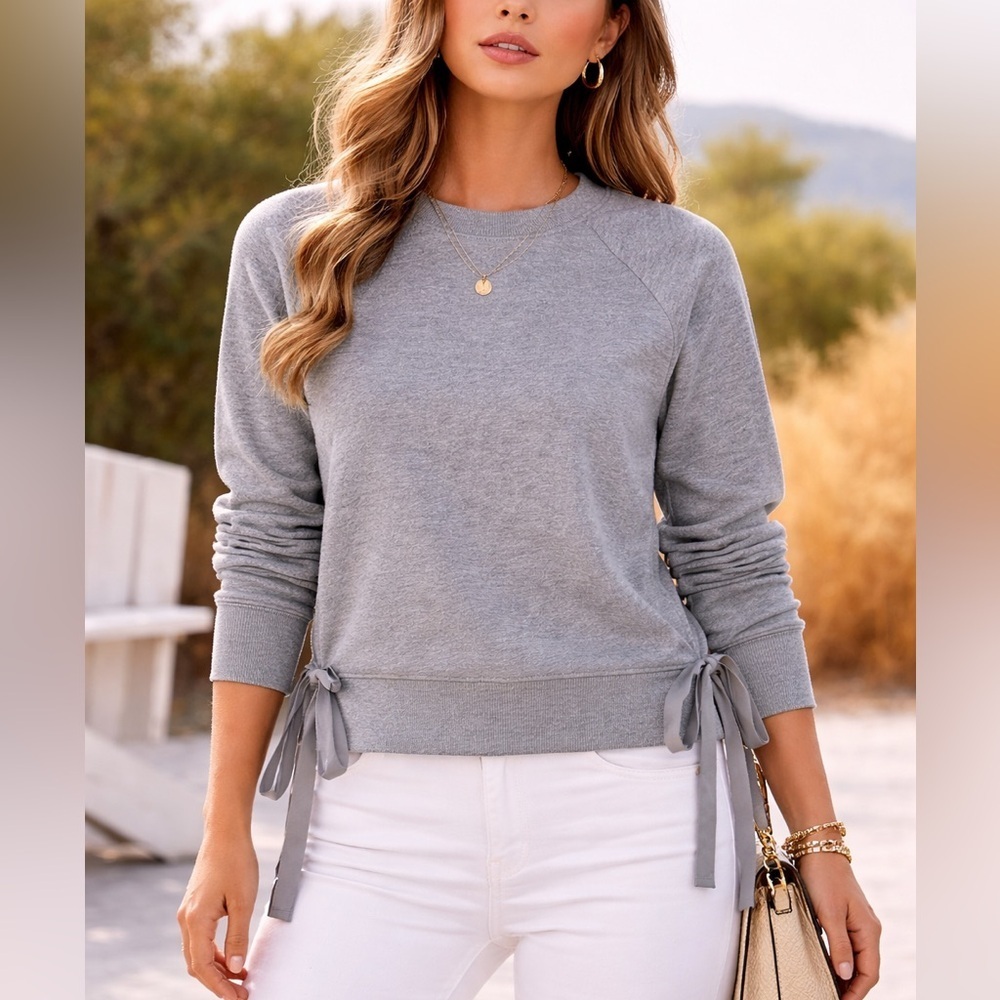 anana Republic Gray Sweatshirt with Side Tie Detail XXS
